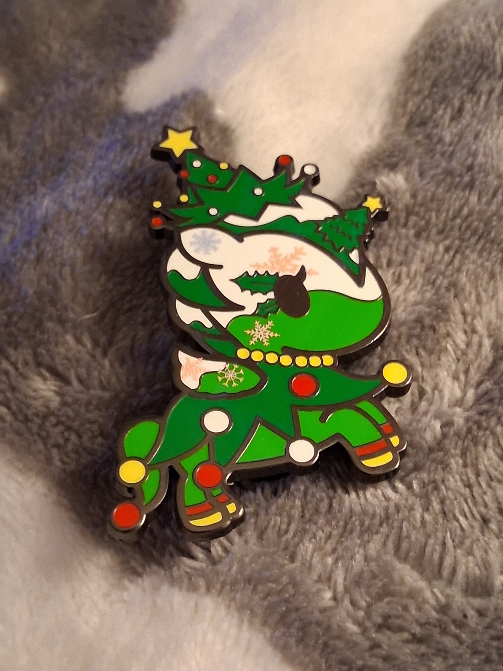 tokidoki Green Holiday Deer Enamel Pin with Red, Yellow & White Accents